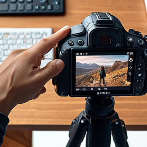 **A person discovering their passion for photography with the help of AI tools, surrounded by inspiring images and learning resources.**